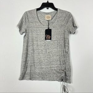Nordstrom Chaser Knit Tee Shirt Top‎ Heather Gray Marled Tie Sides